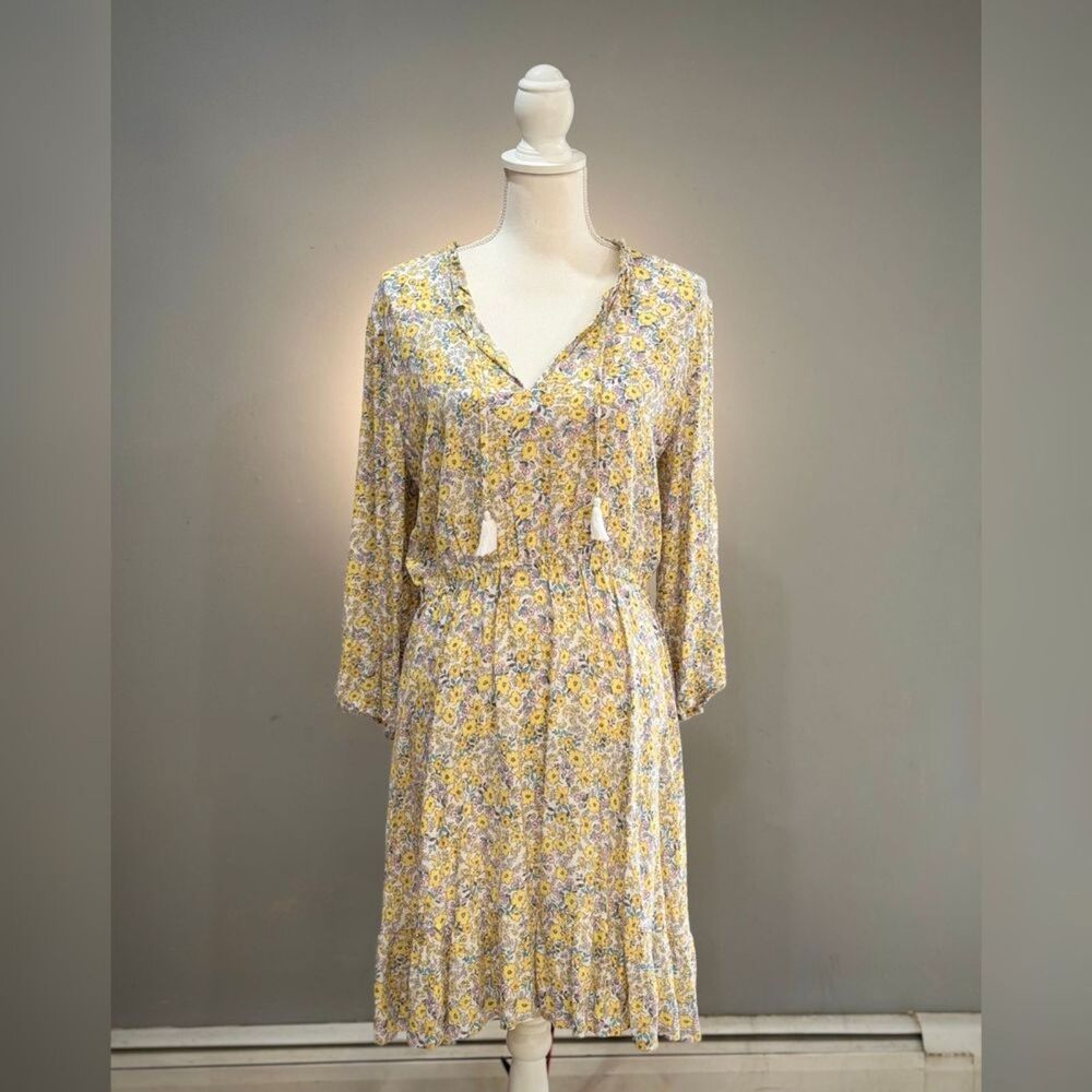Multicolor LOFT Beach Floral L/S Dress Size M NWT